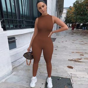 Jumpsuit Women Designer Sexig bodysuit Solid Color Casual Simple Pants Yoga Fitness Jumpsuits Tight Clothing Elegant i ett stycke ärmlösa sportkläder