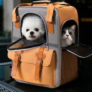 0- 10 KG CAT Pet Carriers Breathable Mesh Dog Backpack Foldable Large Capacity Cat Carrying Bag Outdoor Travel Pet Supplies bag 240307