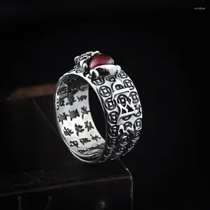 Klaster Pierścienie Sa Silbeage Luksusowa biżuteria 925 Srebrne kobiety S925 Pierścień Męski Garnet