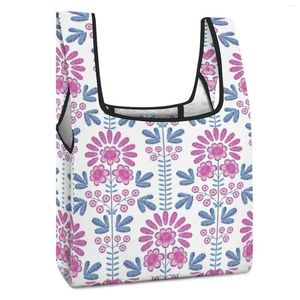 Sacos de compras personalizados impressos grande saco dobrável tote shopper rosa flor cor roupas sapatos embalagem pano