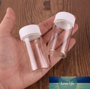 Frascos de vidro transparente para perfume, 24 peças 3060mm 25ml com tampa de parafuso de plástico branco, frascos minúsculos diy craft8886119