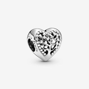 Nova chegada 100% 925 prata esterlina família árvore coração encantos caber original europeu charme pulseira moda jóias accessories262v