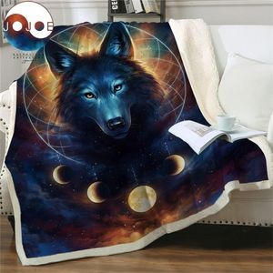 Dream Catcher by JoJoesArt Wolf Velvet Plush Sofa Blanket Moon Eclipse Throw Blanket Galaxy Print Thin Quilt Bedding 150x200cm 201223Q