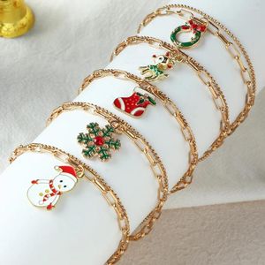Link Bracelets Personalidade Design Simples Charm Bracelet Christmas Christeiro Santa Penteado para Mulheres Menina Coreana doce Jóias fofas xma XMA