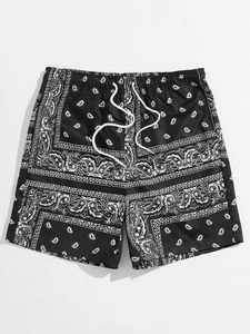 Verão Casual Estampa Reta Praia Calças Shorts Masculino Tendência