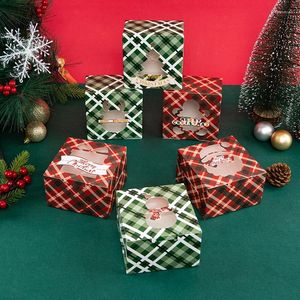 Envoltório de presente 24 pcs verde / vermelho casar caixa de natal doces embalagem janela papai noel crianças criança feriado feliz ano festa favores