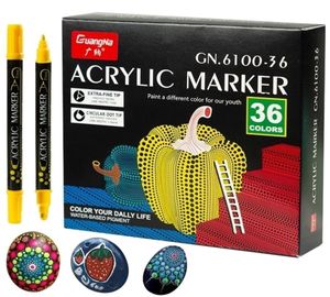 36 Renkler Akrilik Boya İşaretçisi Kalemler Kaya Boyama Kupa Seramik Cam Ahşap Fabric için İnce ve Dotlar Uçu
