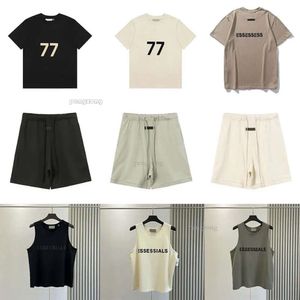 Męskie koszulki essentialshorts Tshirt veste krótkie spodni niezbędne szalki litera pure damskie z kapturem pullover wysokiej jakości rękawowe top