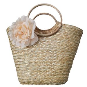 Abendtaschen Lässige Blume Rattan Große Kapazität Tote Runder Griff Korbgeflecht Damen Handtaschen Sommer Strand Großer Strohhalm Bali Reisen 236A