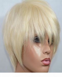 Vancehair 613 Blond full spets mänskliga hår peruker Kort mänskliga hårpixierskurade Bob Wigs3447527