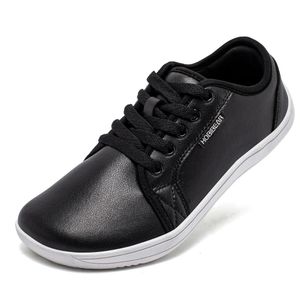 Hobibear sapatos minimalistas para homens dedo do pé largo descalço zero gota sapatos casuais de couro moda tênis leve sapatos caminhada 240305