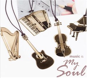 opera bookmarks Bookmark Beautif Instrument With Lanyard Notebook Metal Creative Fixed Piano Guitar Organ Harp Violin Et Drop Deli4702545