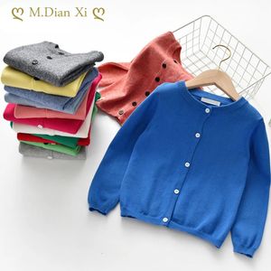 Primavera outono malha cardigan camisola do bebê crianças roupas meninos meninas doces cores suéteres crianças usam roupas menino 240301