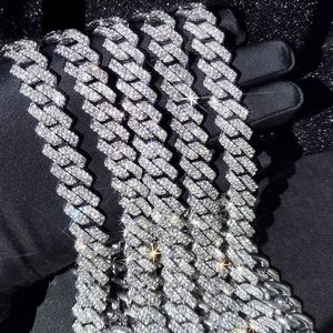 15mm Micro Pave Prong Cuban Chain Halsband Fashion Hiphop Full Iced Out Rhinestones Jewelry for Men Women271b