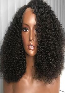 Afro kinky lockig peruk kort bob spets front mänskliga hår peruker för svarta kvinnor blekmedel knutar remy brasiliansk hår före plockad4823511