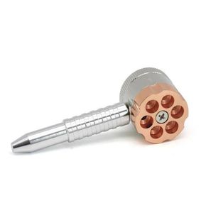 Accessori per fumatori Smerigliatrice per erbe in lega di zinco 6 fori Revolver in metallo Pressa per tabacco Frantoio Mulino manuale Tagliasigarette Maniglia per tubo H7845577