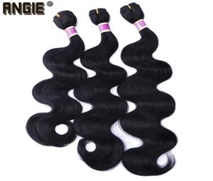 Human Ponytails Body Wave Hair Bundles Curly Weave Synthetic Weft 16 18 20 Inches 3 Black Product3786223