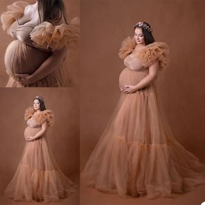 2021エレガントなシャンパンプラスサイズの妊娠中の女性Aラインスリープウェアドレスラッフルナイトガウンポジュートランジェリーバスローブナイトウェー250r