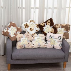 Одеяло в стиле ретро, короткое плюшевое одеяло с рисунком медведя, чехол для дивана, осенне-зимнее толстое одеяло 282р