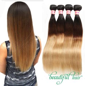 Blond brasiliansk jungfru raka hårbuntar ombre mänskliga hårförlängningar 1B27 1B30 1B99J 1B427 Hårprodukter7715986