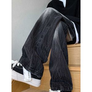 Oversize Pants American Workwear Gradient Black Jeans Loose High Street Vibe Straight Leg Trend