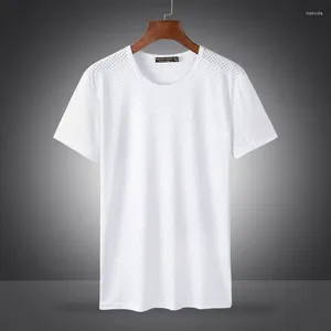 T-shirt da uomo Uomo 2024 Estate Tops Camicia sottile in seta di ghiaccio Maschile Maglia ad asciugatura rapida Foro traspirante Tees Manica corta Maglietta fresca H87