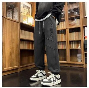 Men's Pants Sweatpant Fashion Solid Color Letter Steel Seal Casual Elastic Waist Jogger Trousers Korean Hip Hop Male Tro