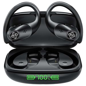Słuchawki douszne słuchawki Bluetooth bezprzewodowe ładowanie Wyświetlacz LED 96H Wbudowany mikrofon nad pąki ucha Wodoodporne słuchawki z uszami głębokie dźwięk basowy