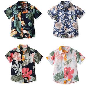Summer Kids Clothes Boys Short Sleeve Shirt Hawaiian Father and Son Floral Cotton Casual Cardigan Matching Family Outfits 240226