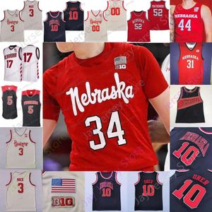 Maglie personalizzate NCAA Nebraska Cornhuskers College Maglia da basket Quaran Mcpherson Oleg Kojenets Keisei Tominaga Trevor Lakes Trey Mcgowens Derrick