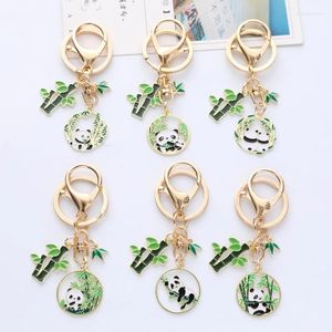 Keychains kinesisk stil jätte panda nyckelring hänge söt djur bambu bladpåse hängande turist souvenirer