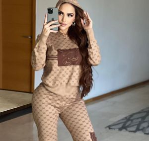 Designer feminino tracksuits g manga longa com capuz esportes calças superiores duas peças conjunto moletom jogging mujer roupas femininas