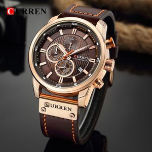 Curren 8291 Marka luksusowa Men Analog Digital Leather Sports Watches Męski Wojennym Zegarem Wojskowym Man Quartz Clock Relogio Masculi212d