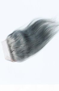 Grey color Peruvian Hair Closure straight 4quot x 4quot Swiss Lace Top Closure Human Hair closures6041704