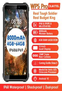 OUKITEL WP5 PRO 4GB 64GB 8000MAH IP68 방수 스마트 폰 안드로이드 10 트리플 카메라 페이스 핑거 프린트 ID 55 인치 휴대 전화 7088516
