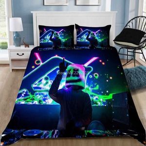 DJ Marshmello 3D Bedding Set印刷布団カバー枕カバーツインフルクイーンキングベッドリネンベッドクロスカバーセットH09300G