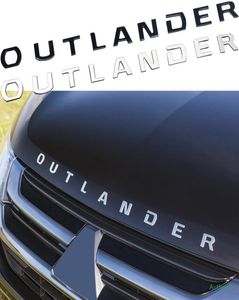 Metal Outlander Letters Logo Sticker Car Tuning för Mitsubishi Front Head Hood Decoration Badge Namnplatta Dekal Tillbehör5056430