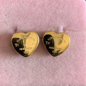 316L Stainless Steel branded high polished small heart 3D letter solid T stud Earring 18k rose Gold Silver studs Earrings Women men Wedding Party love Jewelry