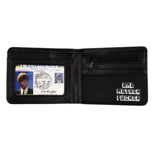 Whole- PULP FICTION Couro Real Bordado Marrom MÃE MÁ F KER com Porta Cartão Carteiras Masculinas Bolsos Mujer 295O268S