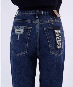 Ksubi mulheres jeans designer de cintura alta barril reto fora fenda design azul escuro calças jeans mulher