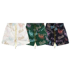 Spring/summer American Fashion Brand Rhude Letter Aop Mens and Womens Loose Casual 5/4 Shorts
