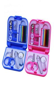 Taşınabilir DIY Craft Tools Mini Hussif Set Seyahat Dikiş Kitleri Kutusu İğne İplikleri Makas Yüksu Düğmesi Pin6403195