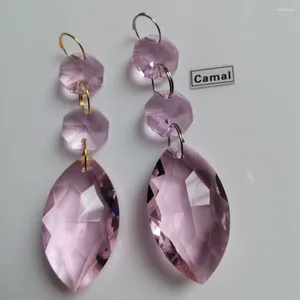 Lustre de cristal camal 2 peças 38mm rosa cavalo-olho em forma de gota k9 pingente octagon contas suncatcher guirlanda iluminação peças de suspensão