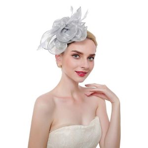 Headpieces 16 Color Women Large Ruffles Flower Fascinator Hat Vintage Solid Multi Feather Tea Party Duckbill Hair Clip261E