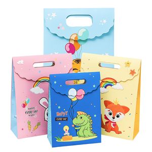 Party Favor Bag Matching Stickers Cute Dino Paper Gift Bags Candy Cookie Treat Bags Birthday Theme Decoration Supplies Small Business Shopping Gift Craft Z133