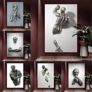 Outstanding visual effects Canvas Painting Metal figure statue Posters And Prints Wall Pictures For Living Room Home Decor 230308