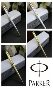 Stationery Office levererar Material Escolar Ballpoint Pen School Parker Sonnet Pen Silver Color Gold Clip Pens9376105