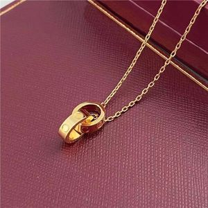 New Classic fashion design double rings pendant love necklace women's 316L titanium steel double rings women's gold necklace wedding jewelry Collares Collier