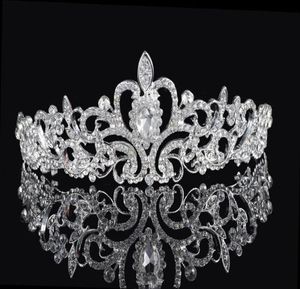 Сияющие кристаллы из бисера Свадебные короны 2016 Свадебная хрустальная вуаль Тиара Корона Повязка на голову Аксессуары для волос Свадебная тиара2548291