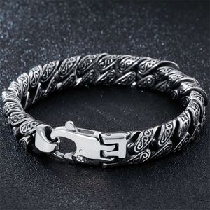 Pulseira de aço inoxidável pesada maciça para homens masculino link corrente pulseiras de metal braçadeira mão jóias presentes namorado 220222229y